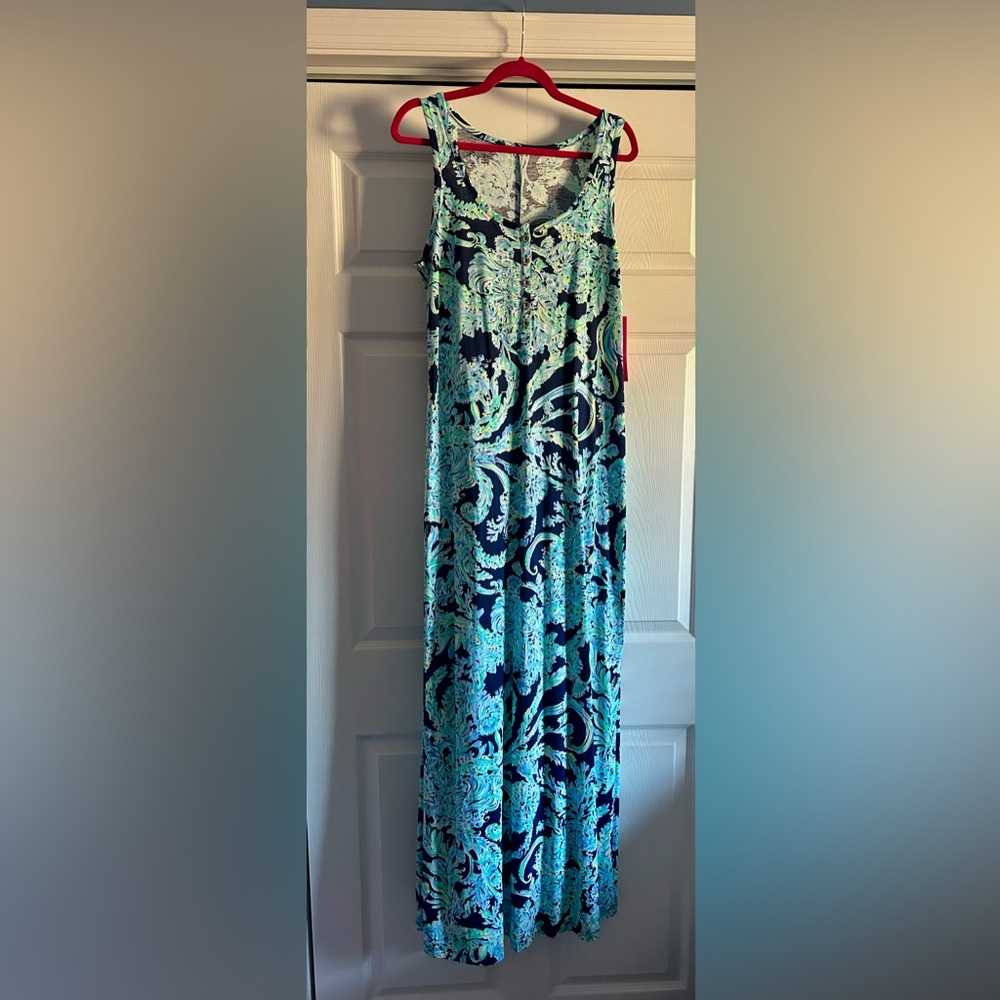 Lilly Pulitzer Blue and Green Maxi Dress